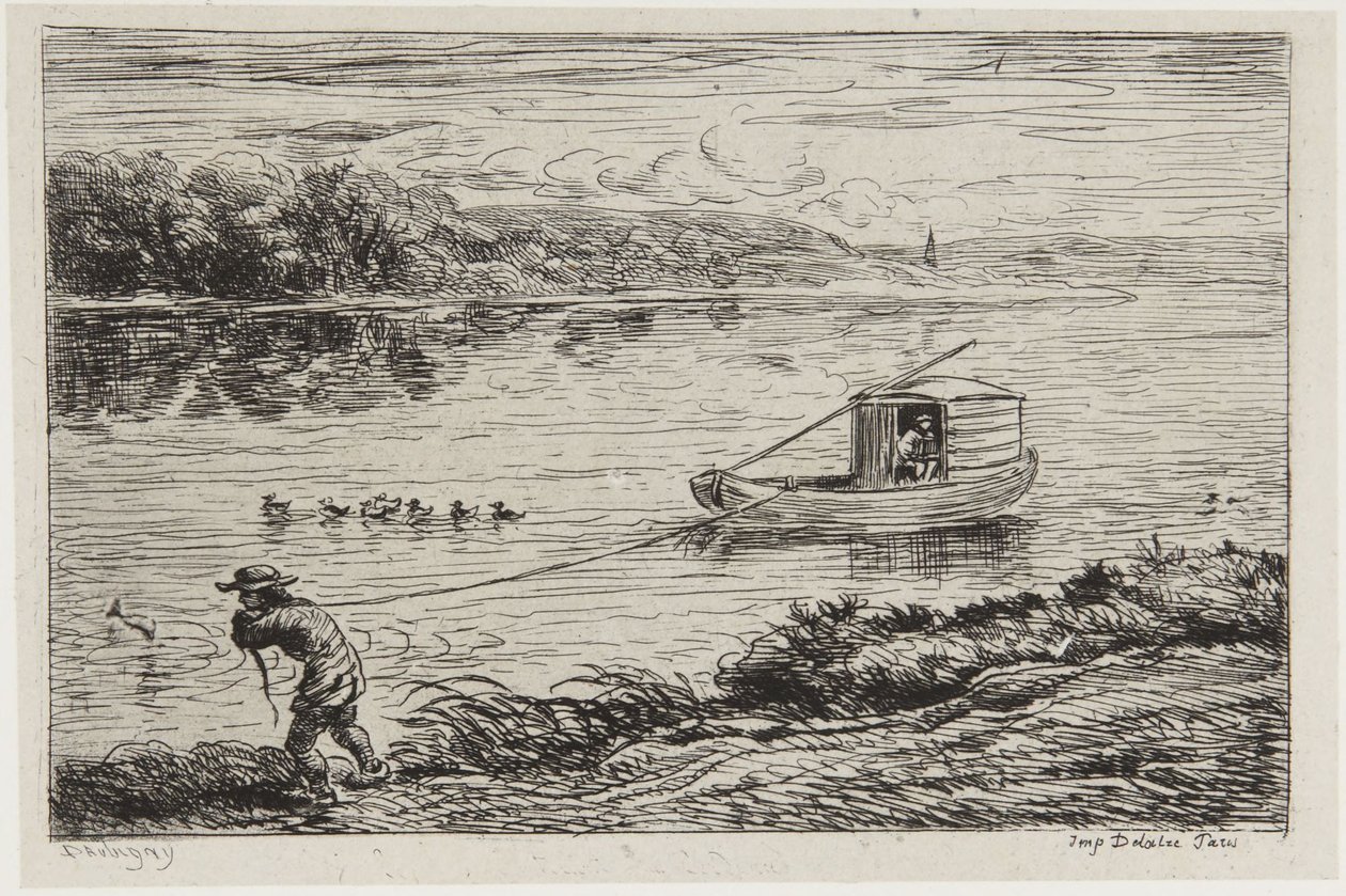 A hajósinas húzza a kötelet alkotó: Charles Francois Daubigny