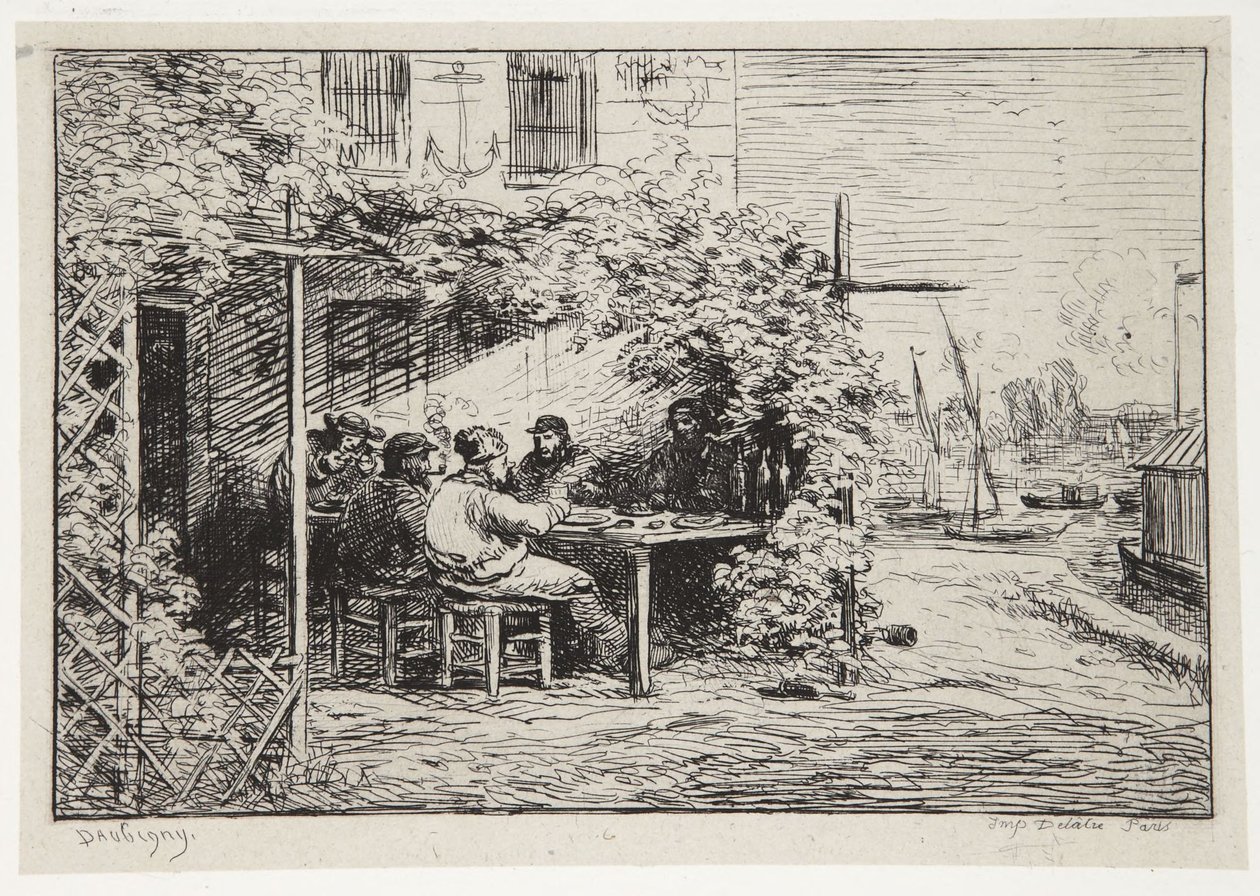 Búcsúreggeli Asnières-ben alkotó: Charles Francois Daubigny