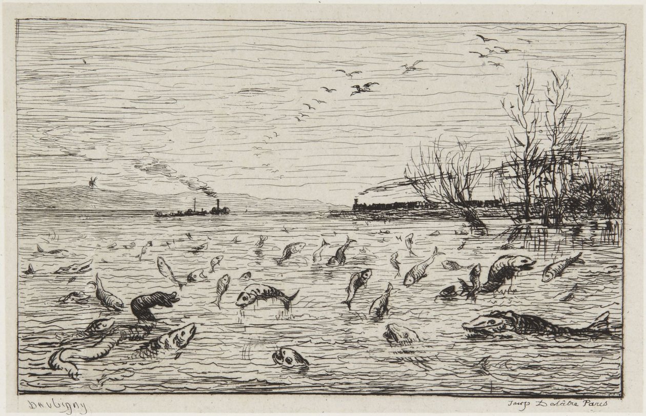 A halak örülnek a hajósinas távozásának alkotó: Charles Francois Daubigny
