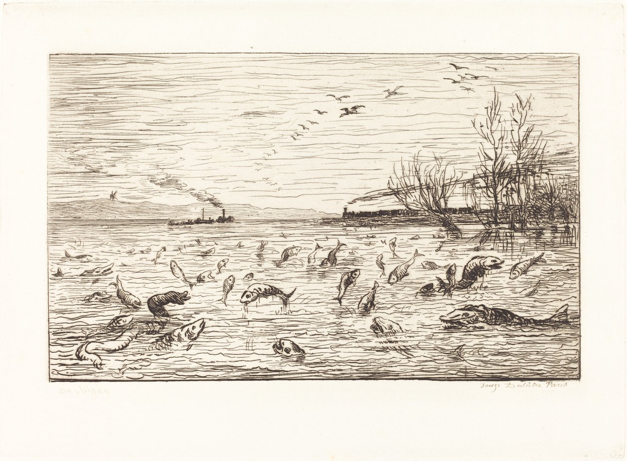 A halak örülnek, amikor a kabinfiú elmegy (Rejouissances de poissons du depart du mo alkotó: Charles Francois Daubigny