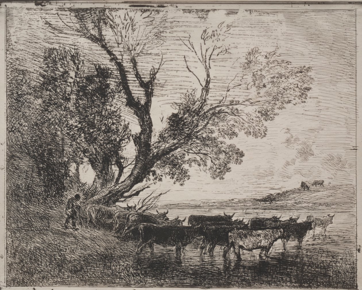A Ford, eredeti lenyomat 1862, 1921-ben nyomtatták. alkotó: Charles Francois Daubigny