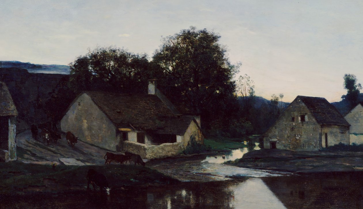 Az Optevozi Hamlet, kb. 1852. alkotó: Charles Francois Daubigny