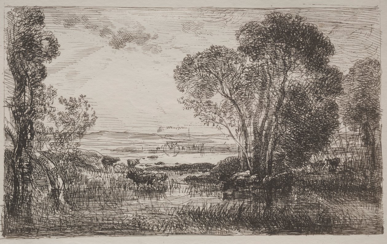 A hidraulikus gép, eredeti lenyomat 1862, 1921-ben nyomtatták. alkotó: Charles Francois Daubigny