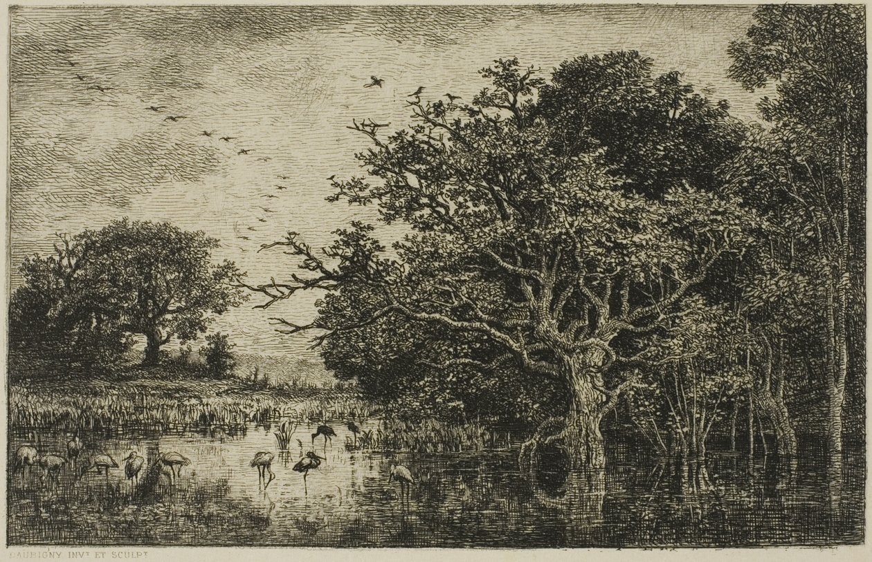 A mocsár gólyákkal alkotó: Charles Francois Daubigny