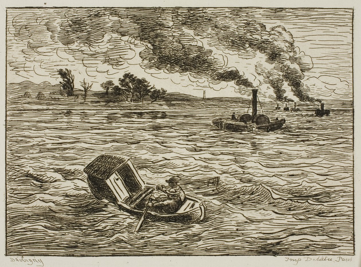 The Steamboats (Steamy Harbor) alkotó: Charles Francois Daubigny