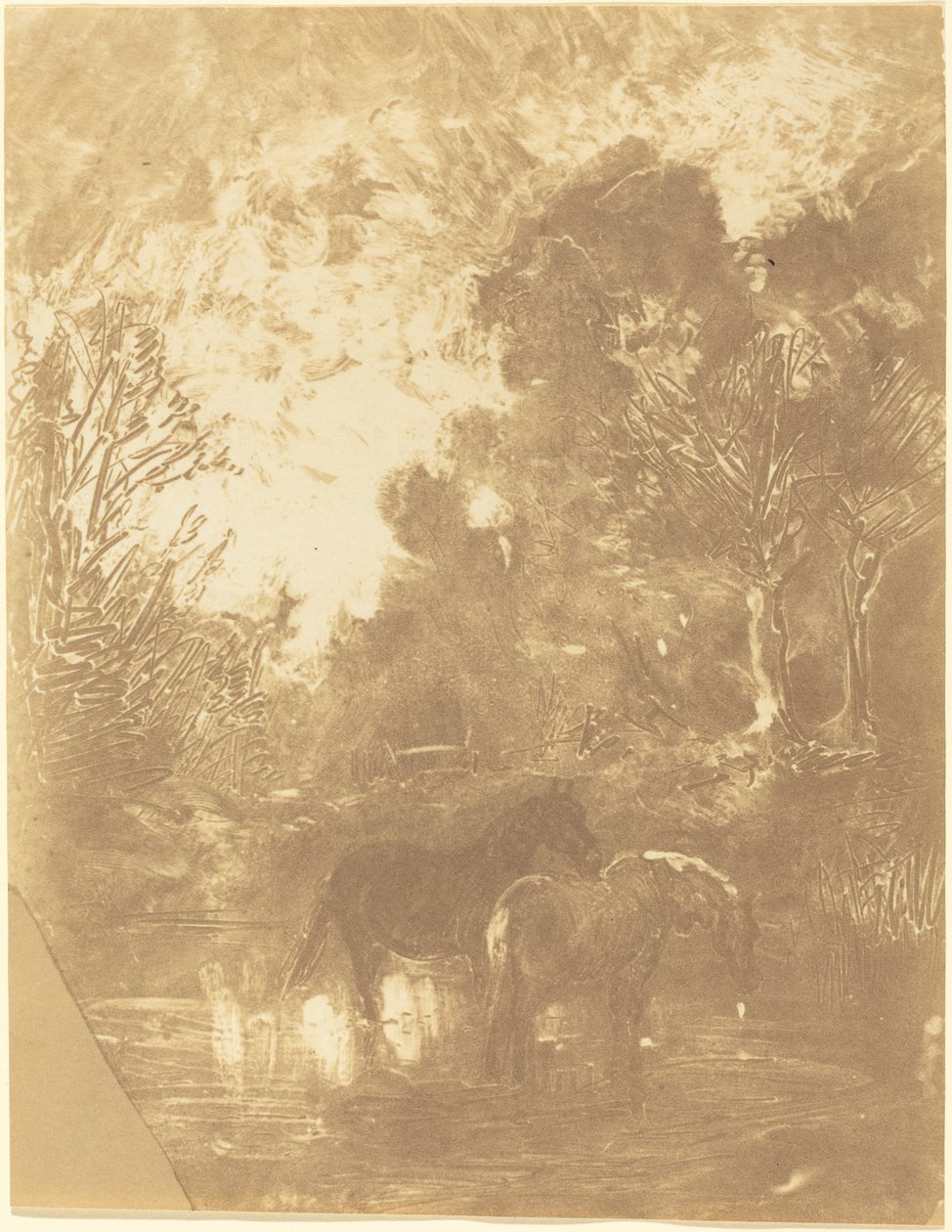 Két ló egy itatóhelyen alkotó: Charles Francois Daubigny
