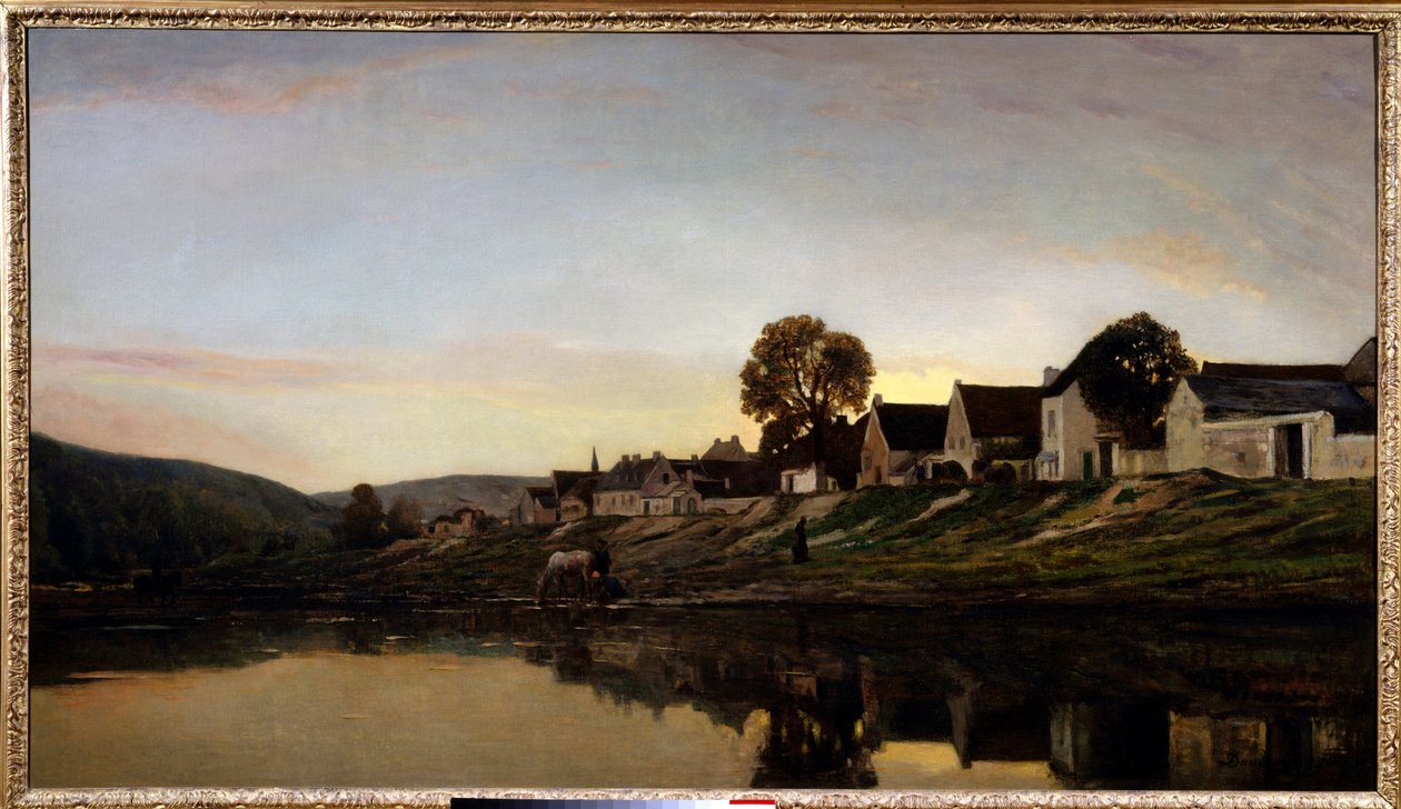 Falu Bonnieres közelében Charles Francois Daubigny (1817-1878) festménye 1861 Magángyűjtemény. alkotó: Charles Francois Daubigny