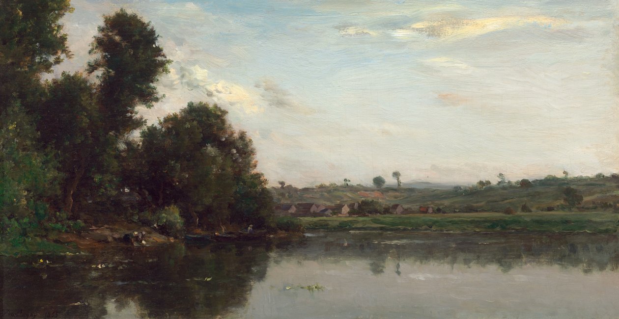 Mosók az Oise folyónál Valmondois közelében, 1865. alkotó: Charles Francois Daubigny