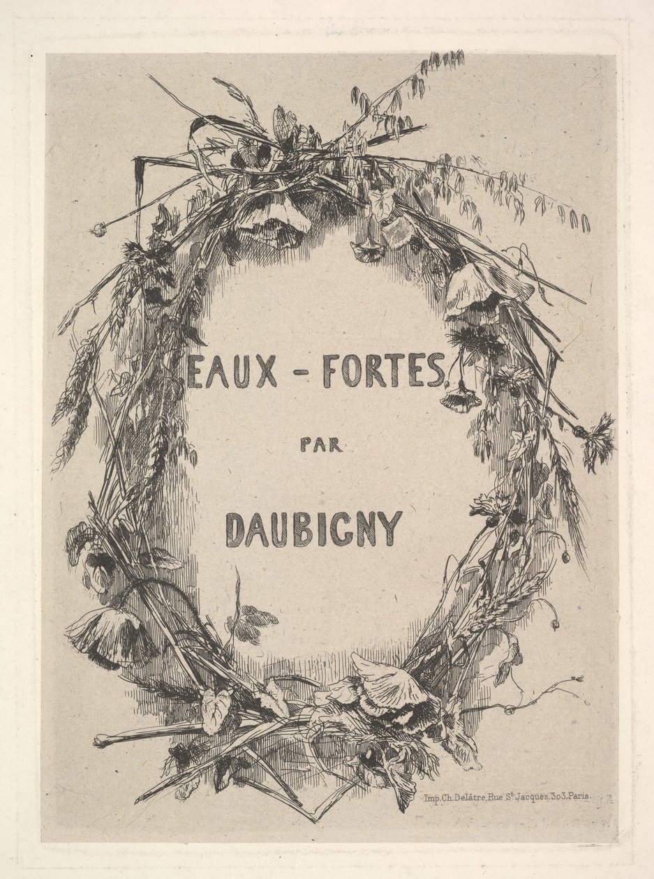 Vadvirágok koszorúja, az Eaux-Fortes par Daubigny címe, 1850. alkotó: Charles Francois Daubigny