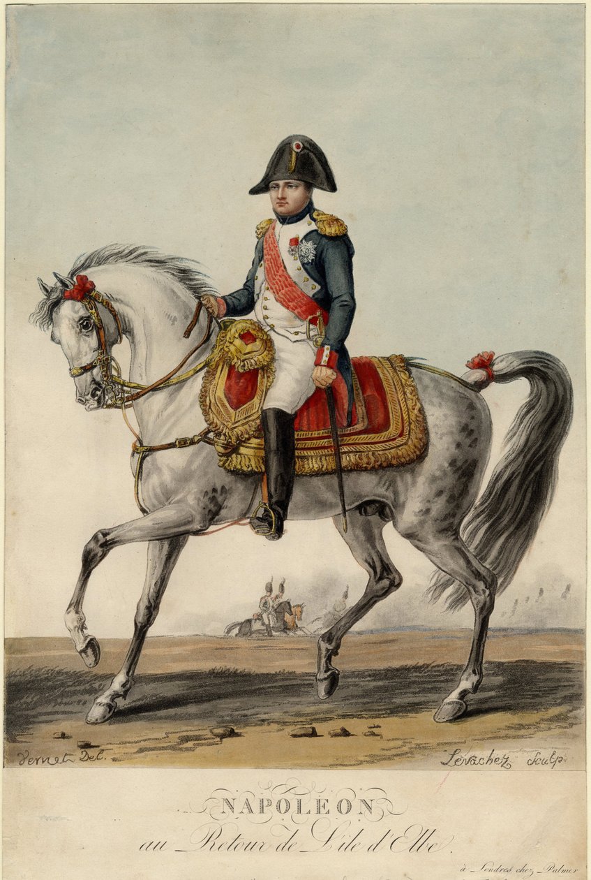 Napóleon visszatér Elba szigetéről - Levachez, Charles Francois Gabriel (aktív 1760-1820) - 1815 - Litográfia, akvarell - 38,3x25,3 - Magángyűjtemény alkotó: Charles Francois Gabriel Levachez