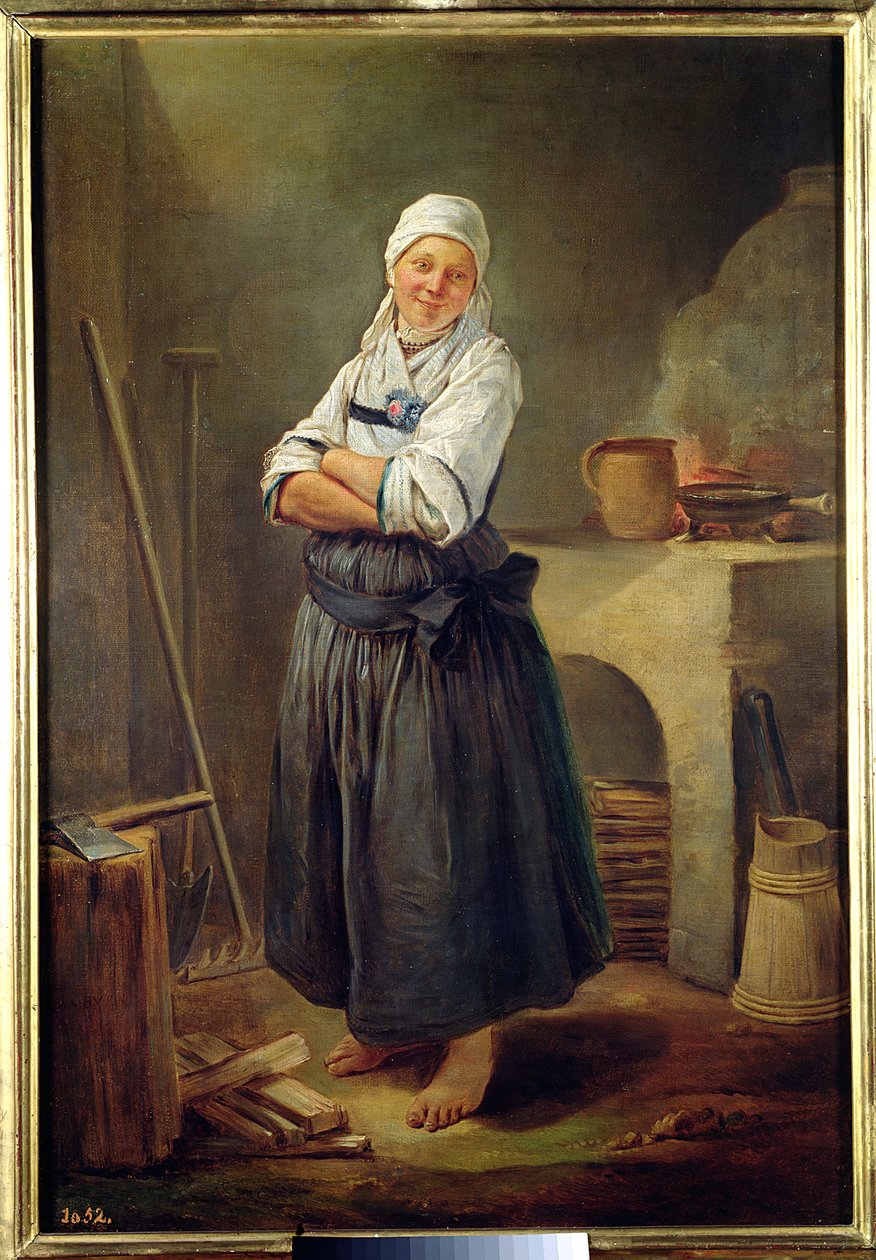 Egy szász falusi a konyhájában alkotó: Charles Francois Hutin