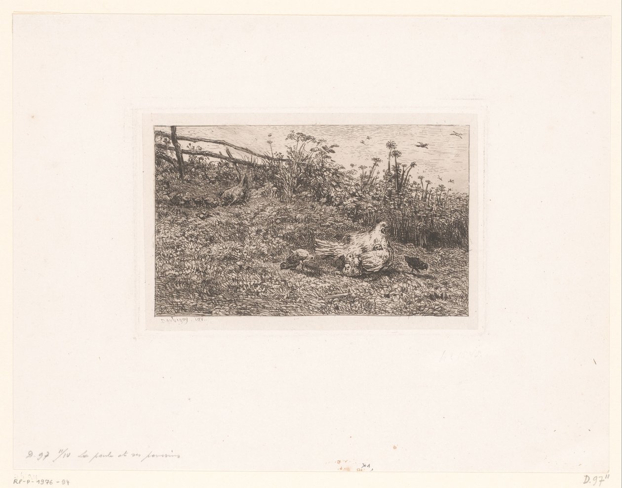Kip kuikeneket rak A tyúk és a csibéi alkotó: Charles François Daubigny (attributed to)