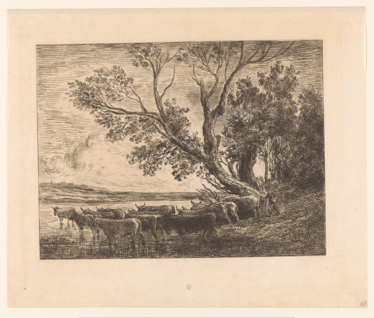 Táj gázló marhákkal le gue alkotó: Charles François Daubigny (attributed to)