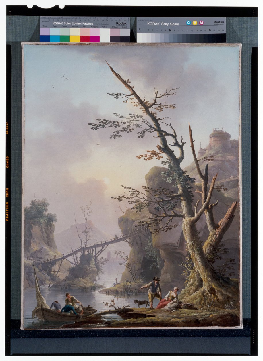 River Landscape With Fishermen Who Catch Up With Their Nets alkotó: Charles François Grenier de Lacroix