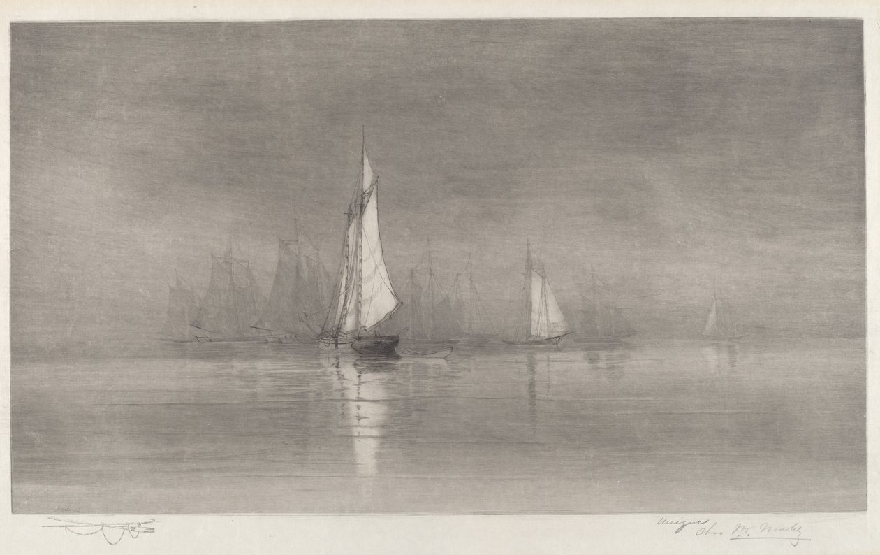 Untitled (Kikötői jelenet vitorláshajókkal) alkotó: Charles Frederick William Mielatz