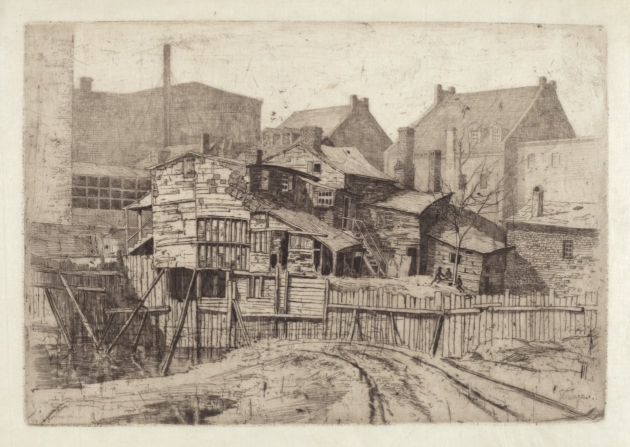 Névtelen faház a városban, 1880-as évek. alkotó: Charles Frederick William Mielatz