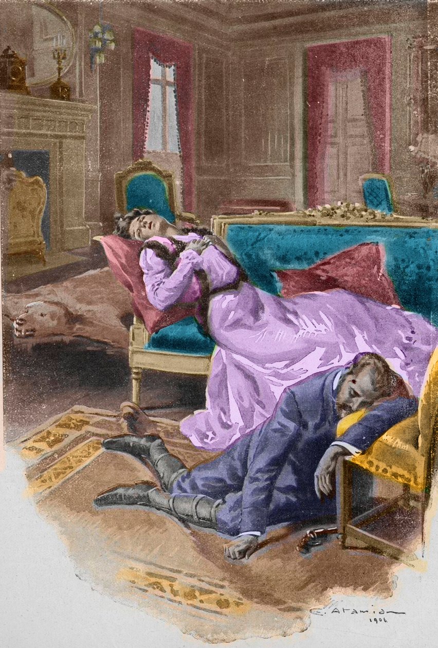 Rudolf főherceg, Ausztria koronahercege (1858-1889) megöli magát és szeretőjét, Mary Vetsera bárónőt mayerlingi vadászházában. alkotó: Charles Garabed Atamian