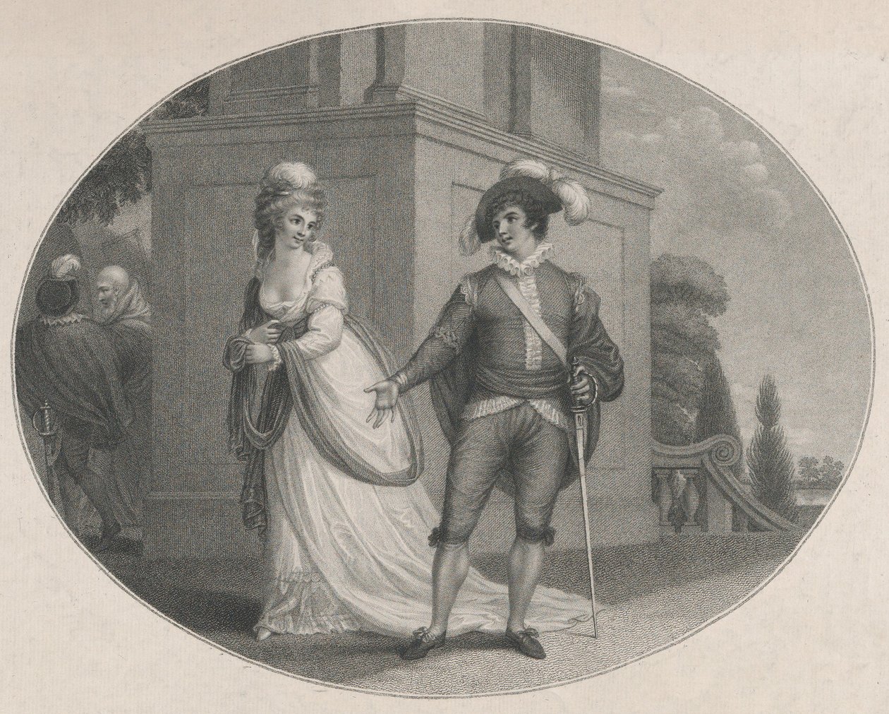 Beatrice és Benedick Shakespeare, Sok lázadás a semmiért, 4. felvonás, 1. jelenet, Au..., 1784. augusztus 12. alkotó: Charles Gauthier Playter