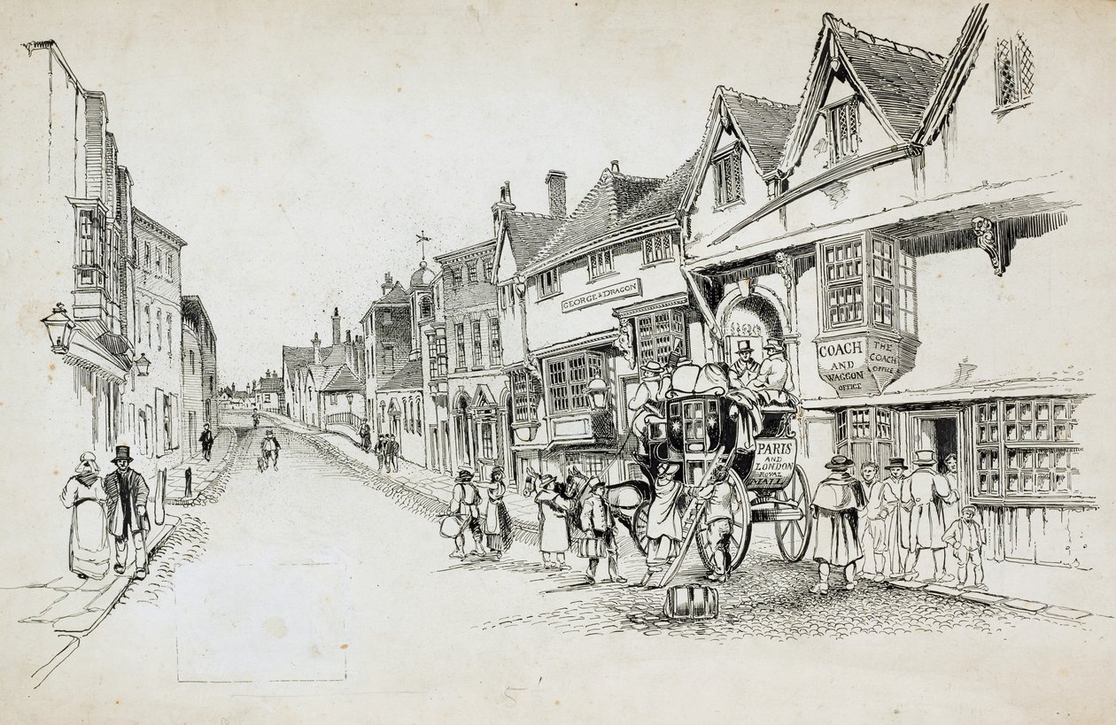 High Street, Canterbury, Kent, 1892-1933 alkotó: Charles George Harper
