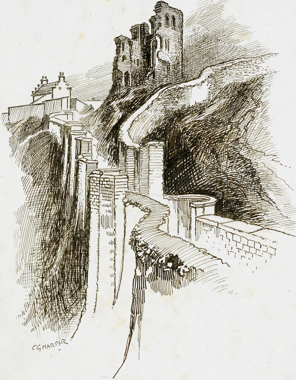Scarborough kastély, Észak-Yorkshire alkotó: Charles George Harper