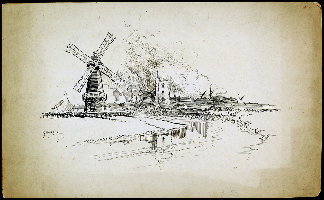Wellington Windmill, Barking, London, 1892-1933 alkotó: Charles George Harper