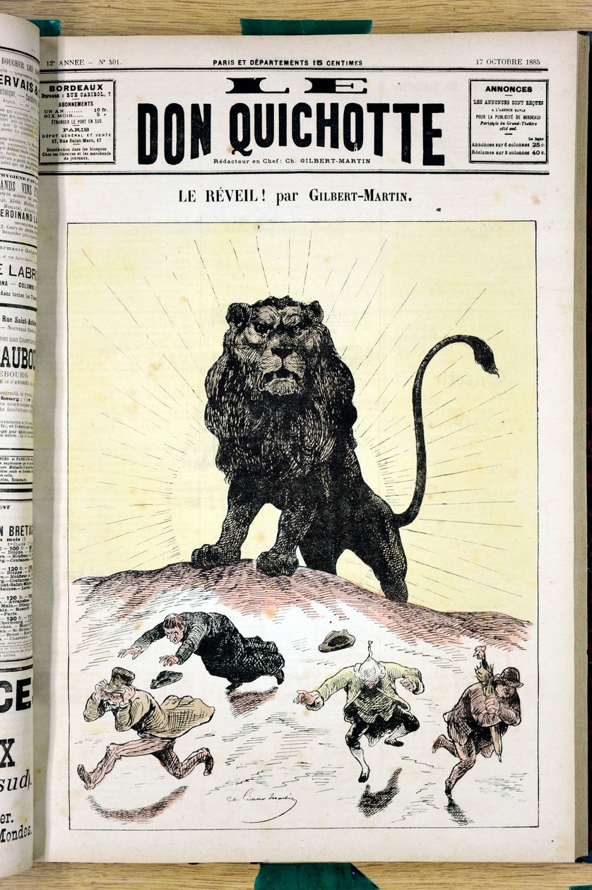 A „Le Don Quijote” borítója, 591. szám, színes szatirikus alkotó: Charles Gilbert Martin