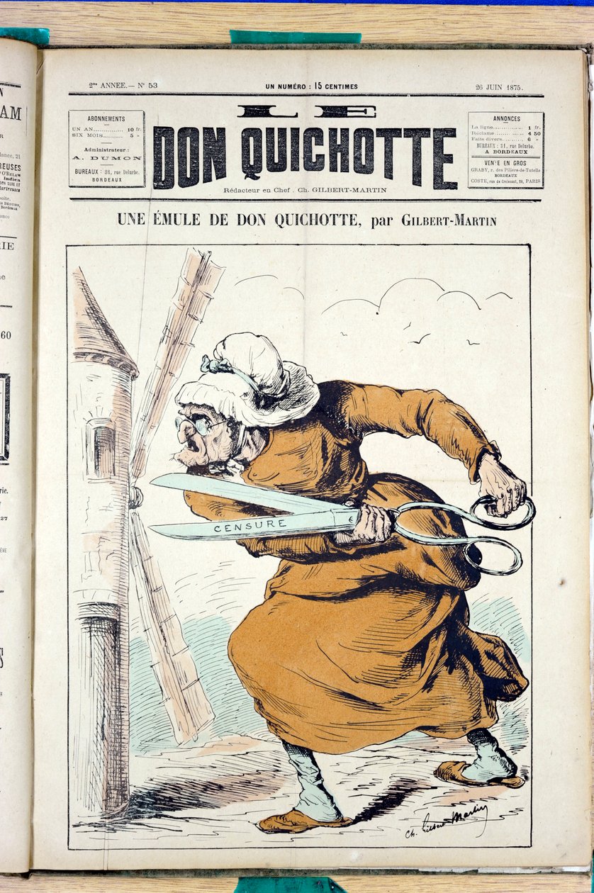 A „Le Don Quijote” borítója, 53. szám, Satirique en Colors alkotó: Charles Gilbert Martin