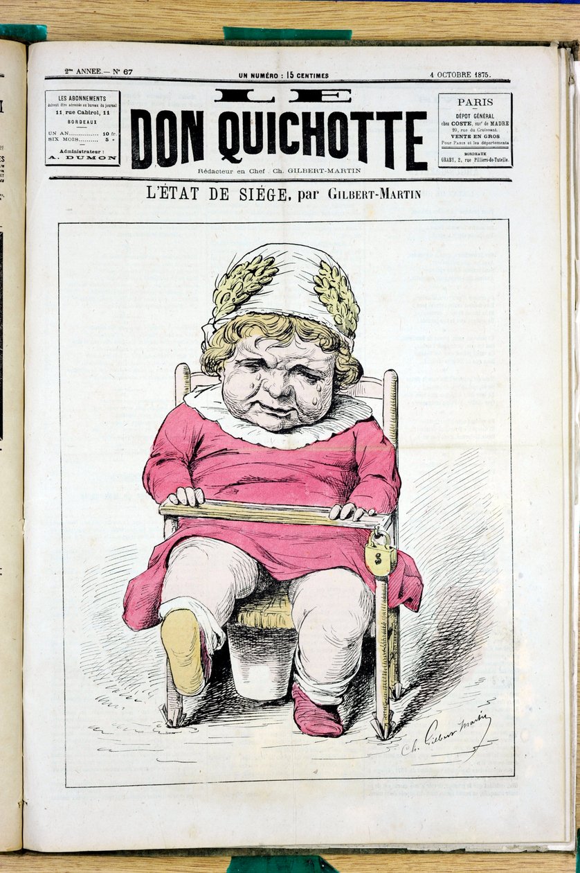 A „Le Don Quijote” borítója, 67. szám, színes szatirikus alkotó: Charles Gilbert Martin