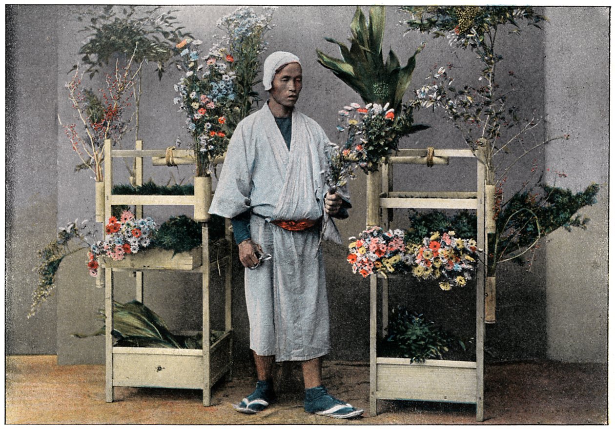 Virágkereskedő Japánban, 1890 körül alkotó: Charles Gillot