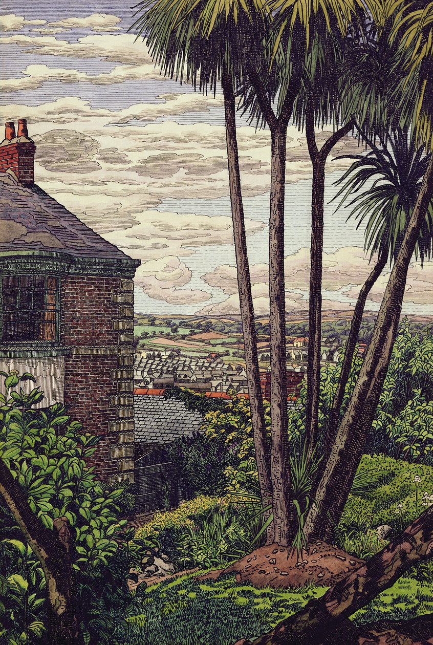 A Newlyn Garden (toll, tinta és akvarell papíron) alkotó: Charles Ginner