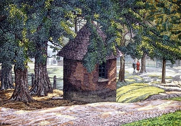 A tavak mellett, Hampstead (toll és tinta mosással) alkotó: Charles Ginner