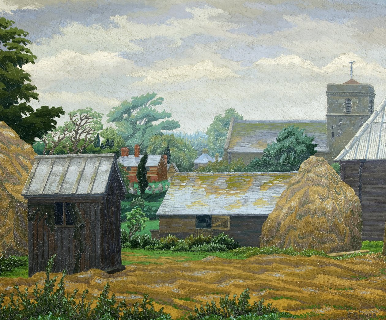 Church Farm, Shipley (olaj, vászon) alkotó: Charles Ginner