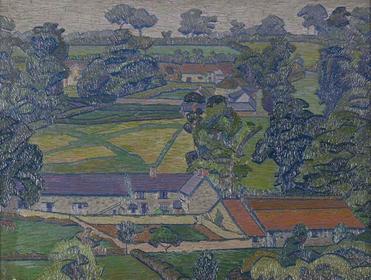 Landscape with Farmhouses, c.1912-13 (oil on canvas) alkotó: Charles Ginner