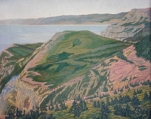 The Dorset Coast, 1927 körül (olaj) (lásd az 188661-es akvarell verziót) alkotó: Charles Ginner