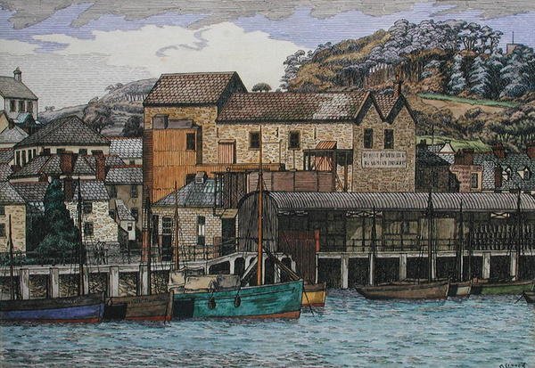The Harbour, Boscastle, Cornwall, 1919 körül (toll, tinta és akvarell papíron) alkotó: Charles Ginner