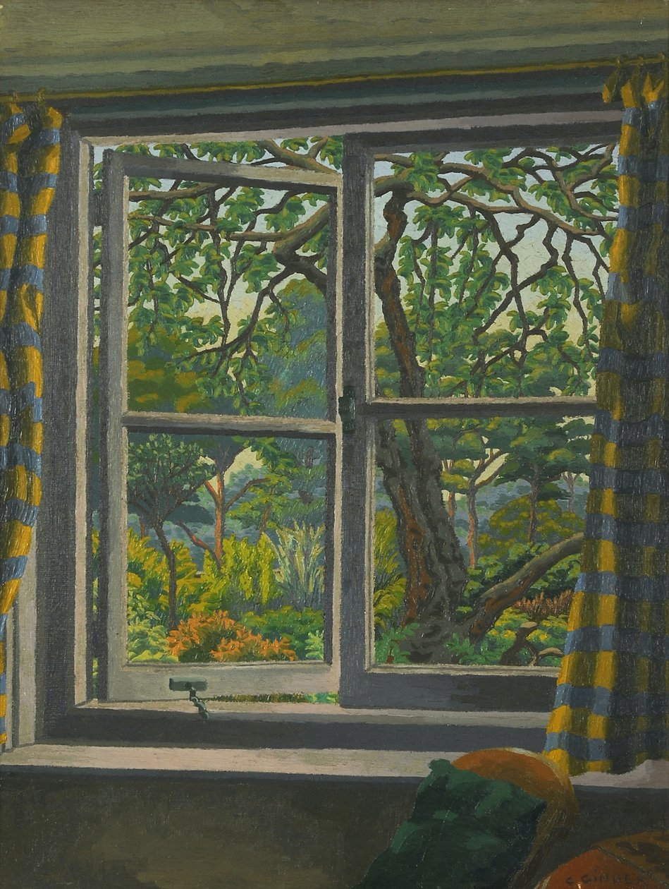 Egy házablakon keresztül, Shipley, Sussex alkotó: Charles Ginner