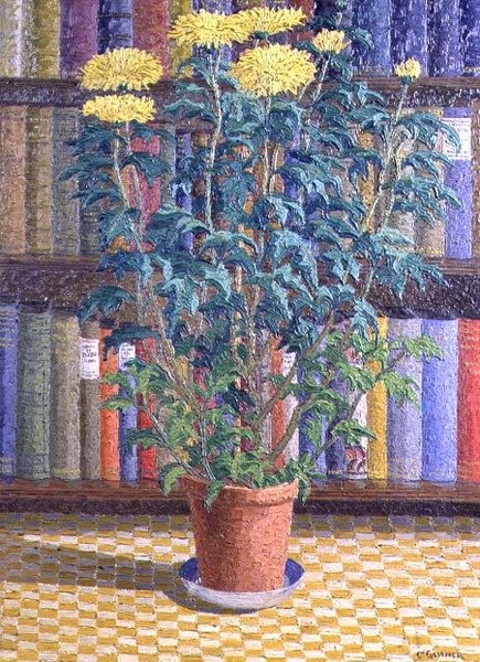 Sárga krizantém egy virágcserépben alkotó: Charles Ginner