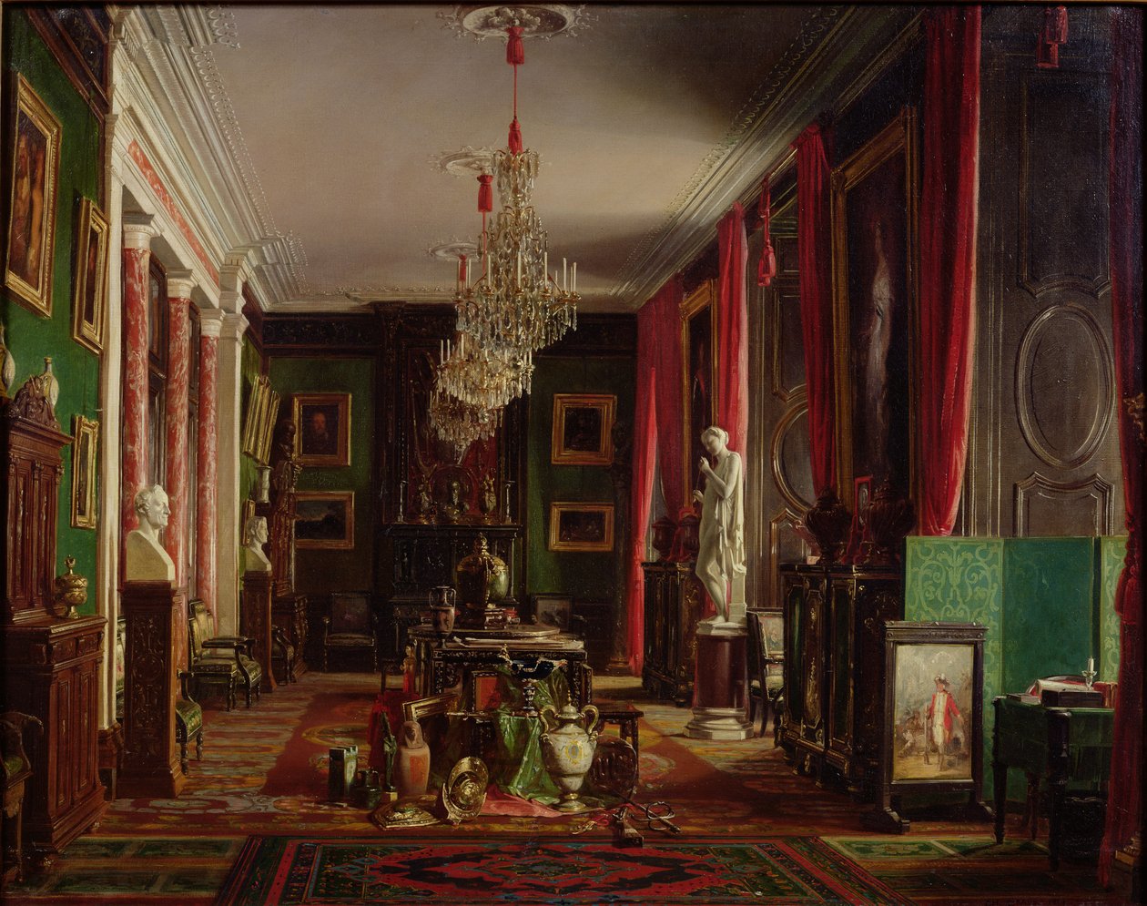 Alfred Emilien (1811-92) Nieuwerkerke grófja, a császári múzeumok főigazgatója, a Louvre-i irodájának belseje, 1859 alkotó: Charles Giraud