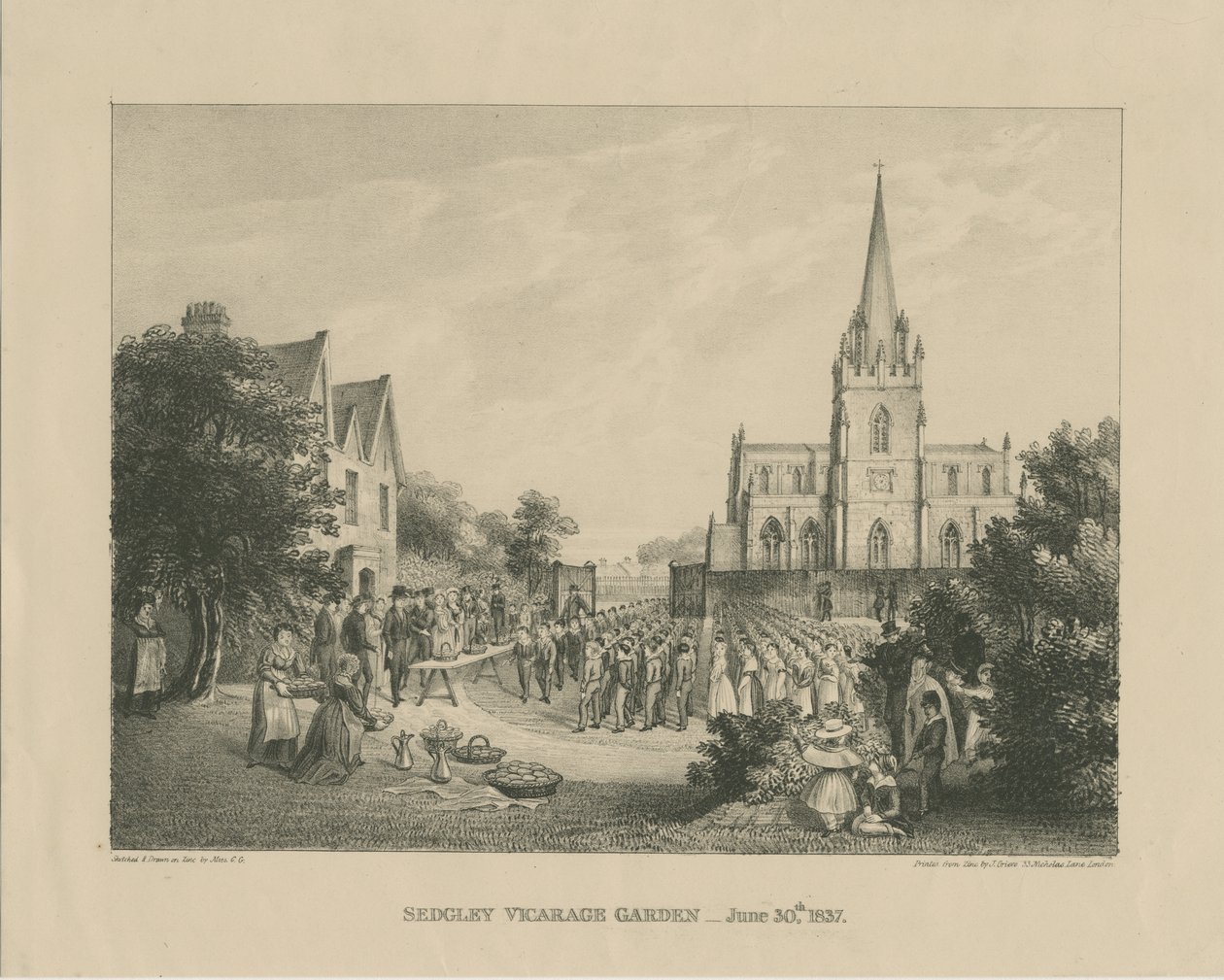 Sedgley – Vicarage Garden: cinkből nyomtatva, 1837. június 30 alkotó: Charles Girdlestone