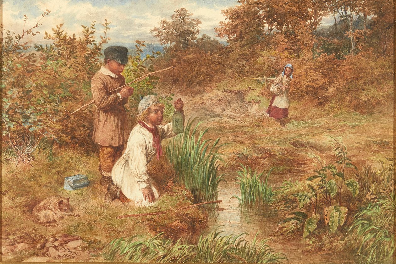 Stickleback Fishers (akvarell) alkotó: Charles Green