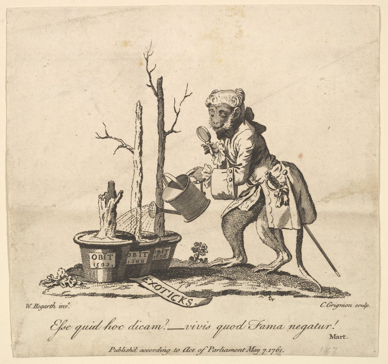 A Spring Gardenben 1761. május 7-én kiállított képkatalógus farka. alkotó: Charles Grignion