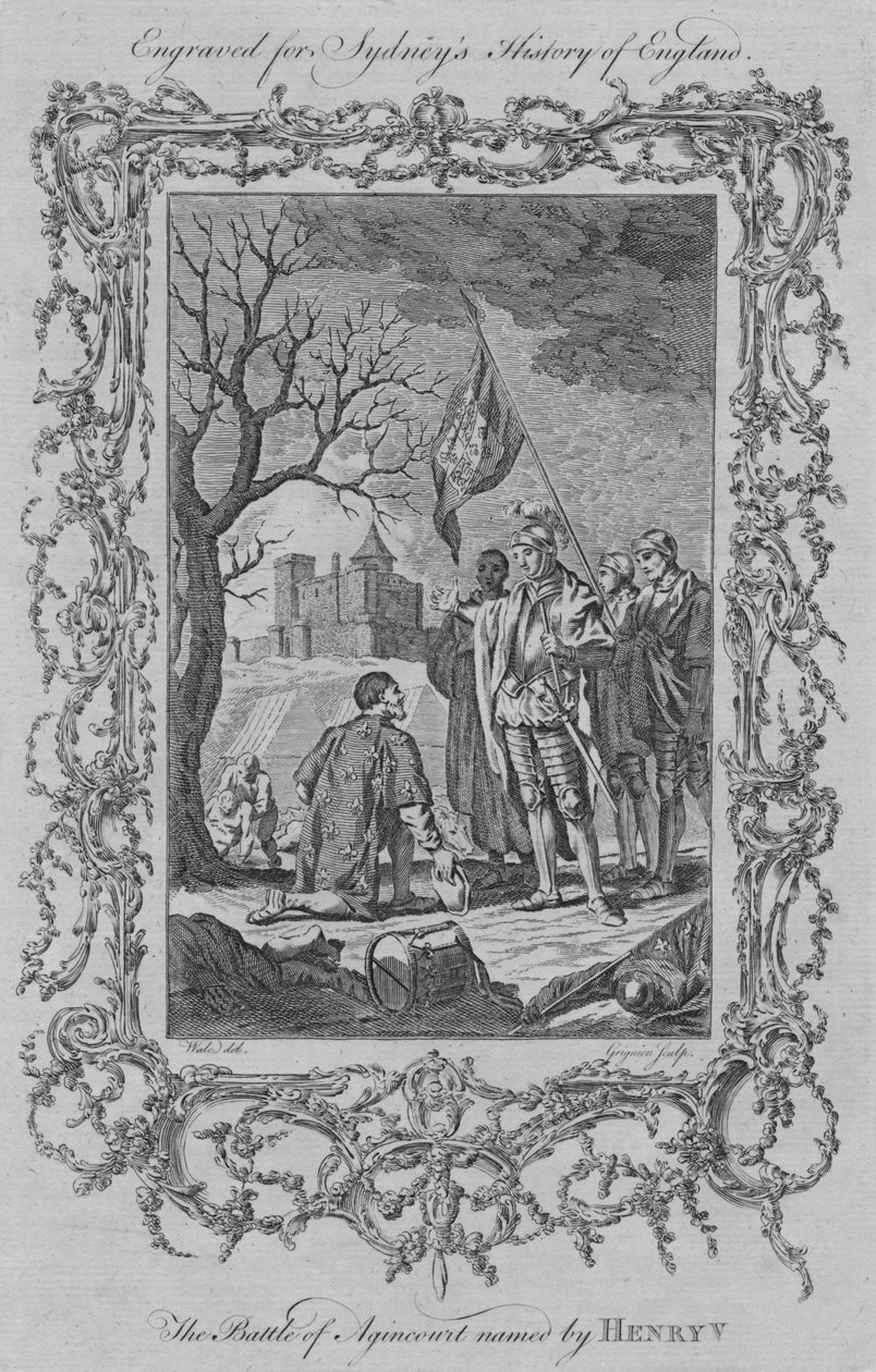 Az V. Henrik által elnevezett agincourti csata, 1773. alkotó: Charles Grignion