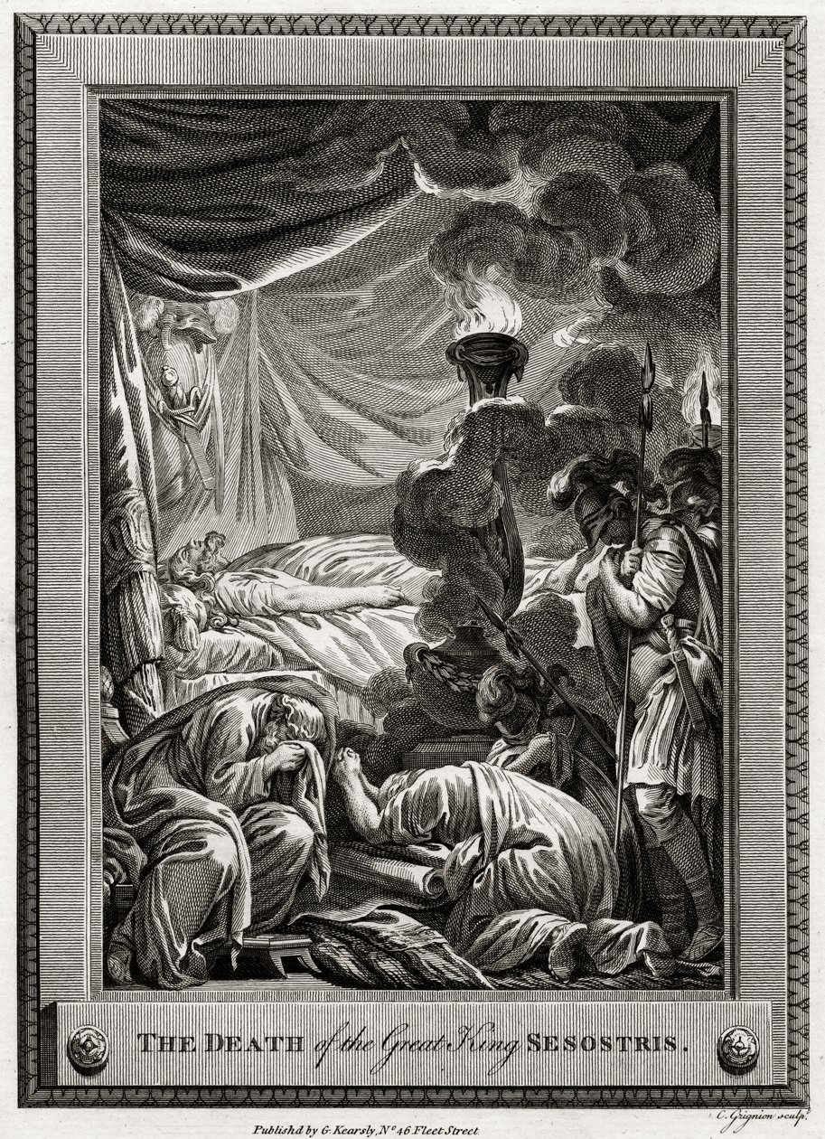 Sesostris nagy király halála, az ókori Egyiptom, 1775 alkotó: Charles Grignion