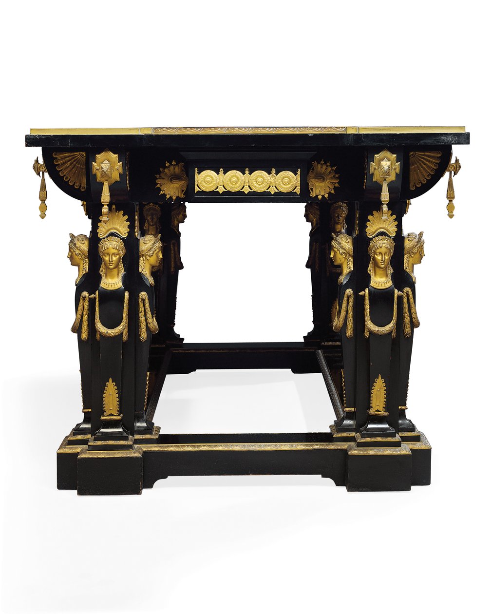 Napóleon III asztal, tervezte Jean Brandely, intarzia: E. Varlot, Párizs, 1850-75 körül (ormolu, aranyozott réz, ébenfa és platán) alkotó: Charles Guillaume Diehl
