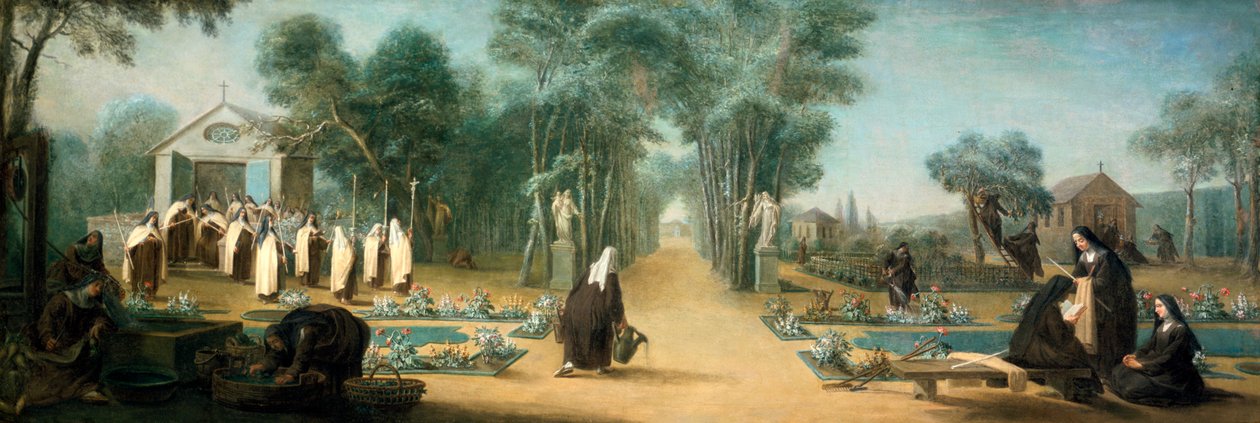 „A karmelita apácák a kertben”, 18. század. alkotó: Charles Guillot