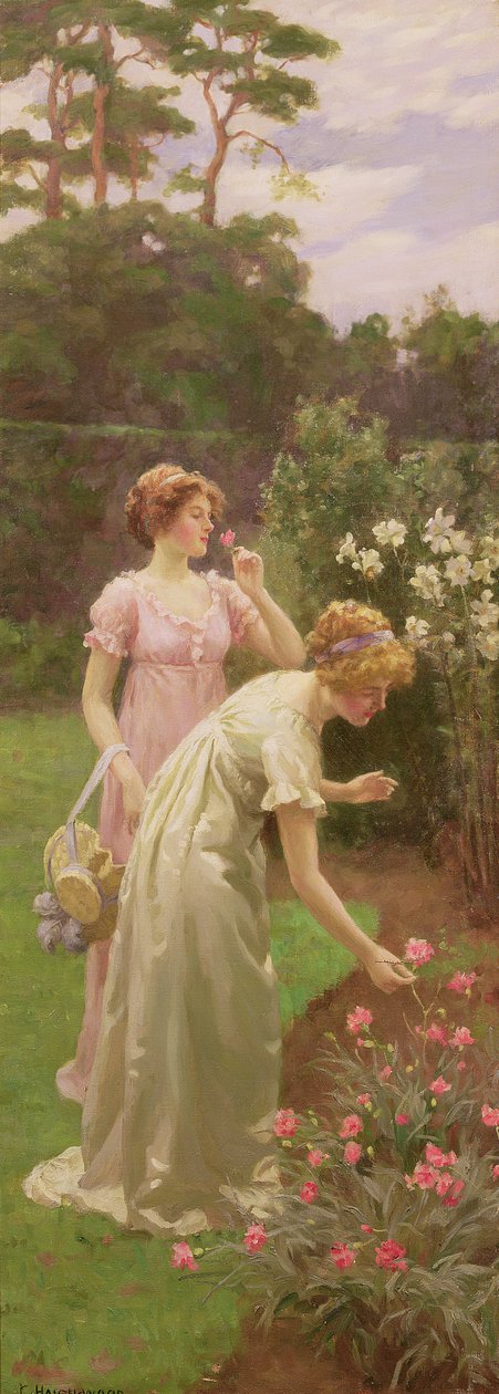 Két hölgy virágot szed alkotó: Charles Haigh Wood