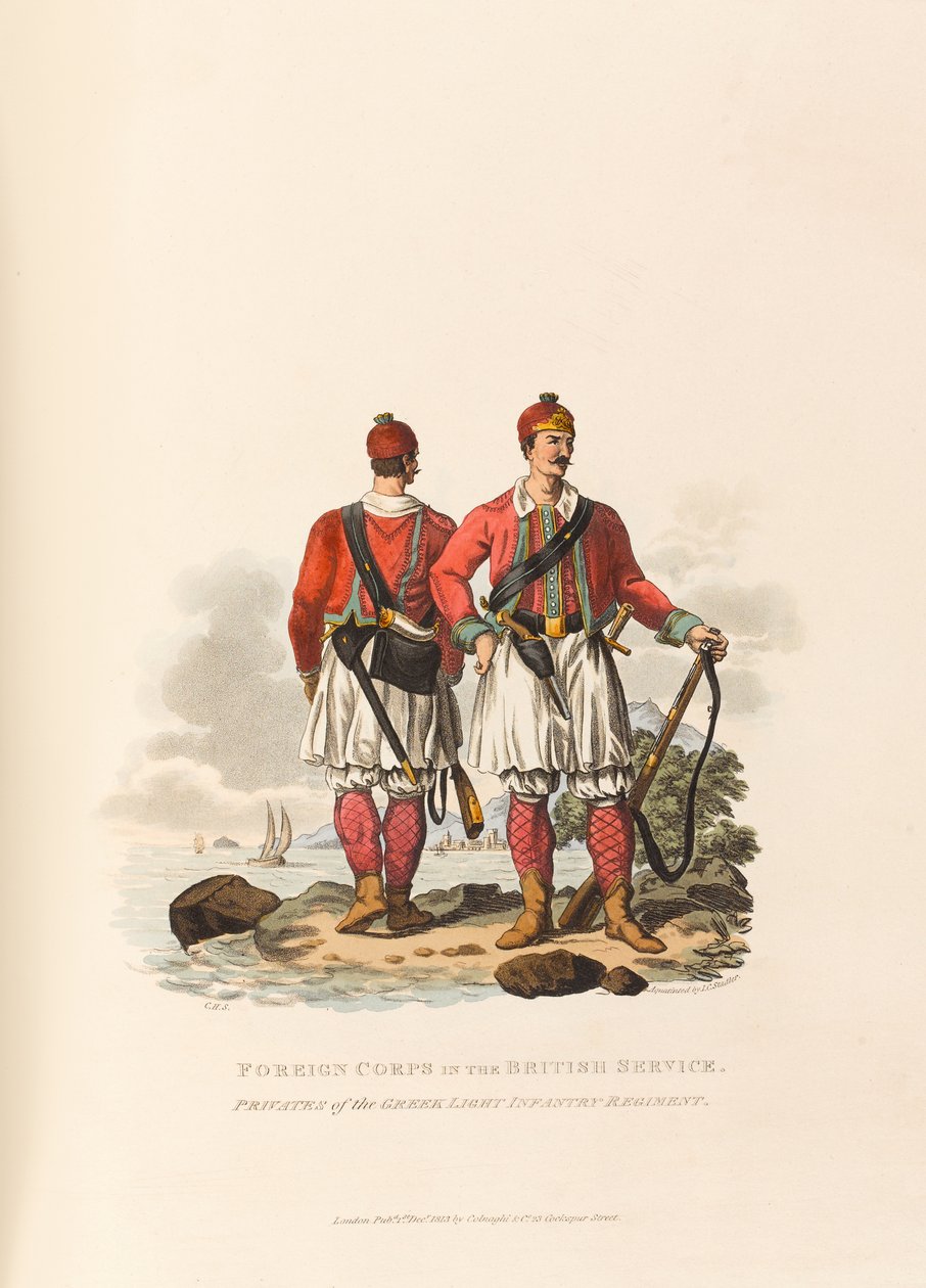 „Külföldi hadtest a brit szolgálatban. A görög könnyű gyalogezred közlegényei alkotó: Charles Hamilton (after) Smith