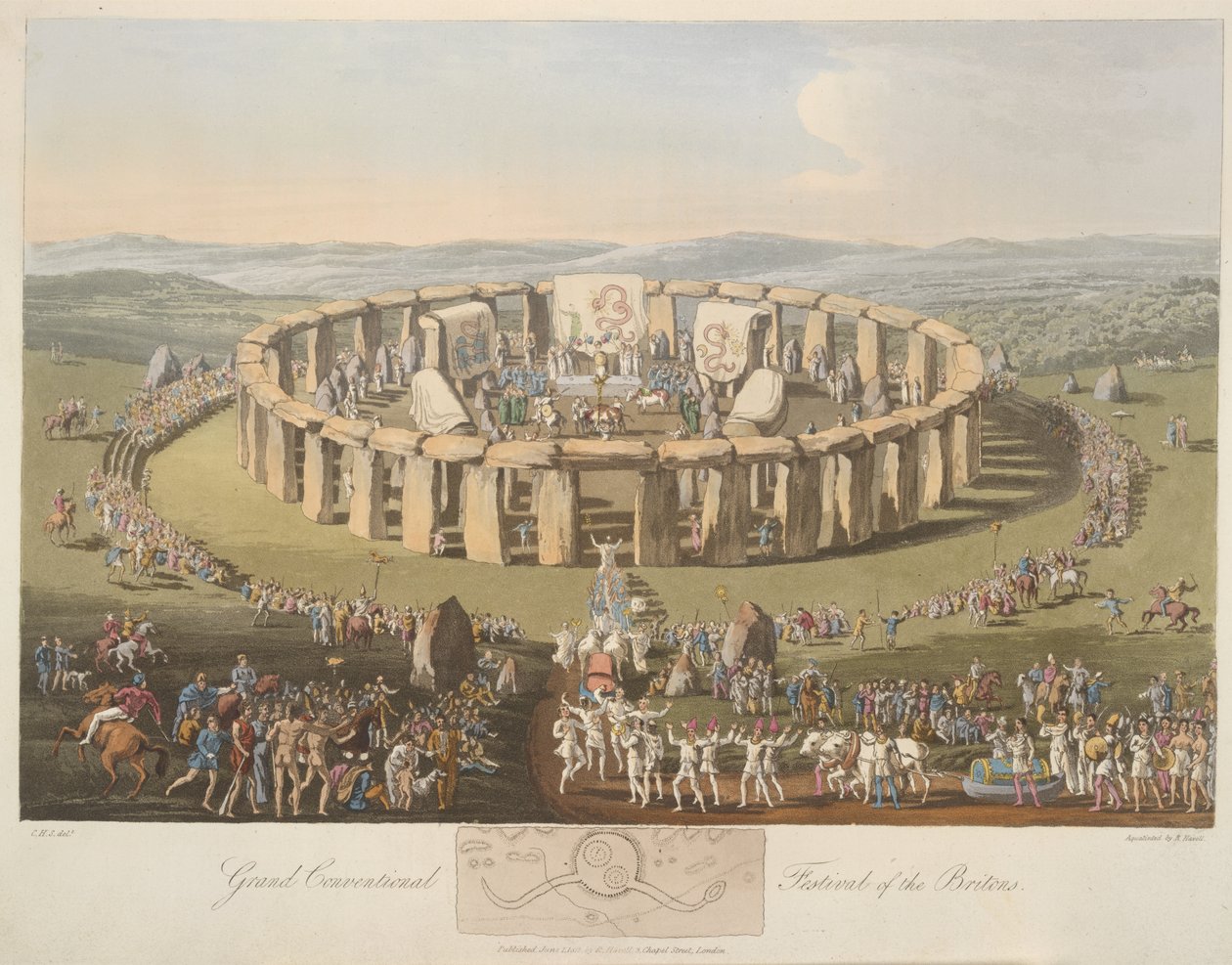 "A britek hagyományos fesztiválja". Stonehenge. alkotó: Charles Hamilton (after) Smith