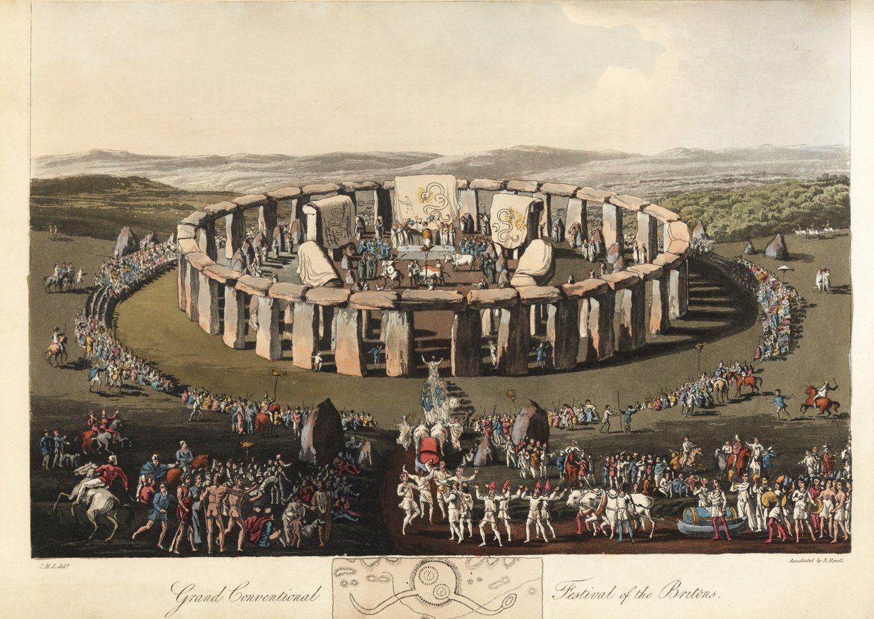 Nagy Hagyományos Britok Fesztiválja Stonehenge-ben, pre-Ro, 1821 (metszet) alkotó: Charles Hamilton (after) Smith