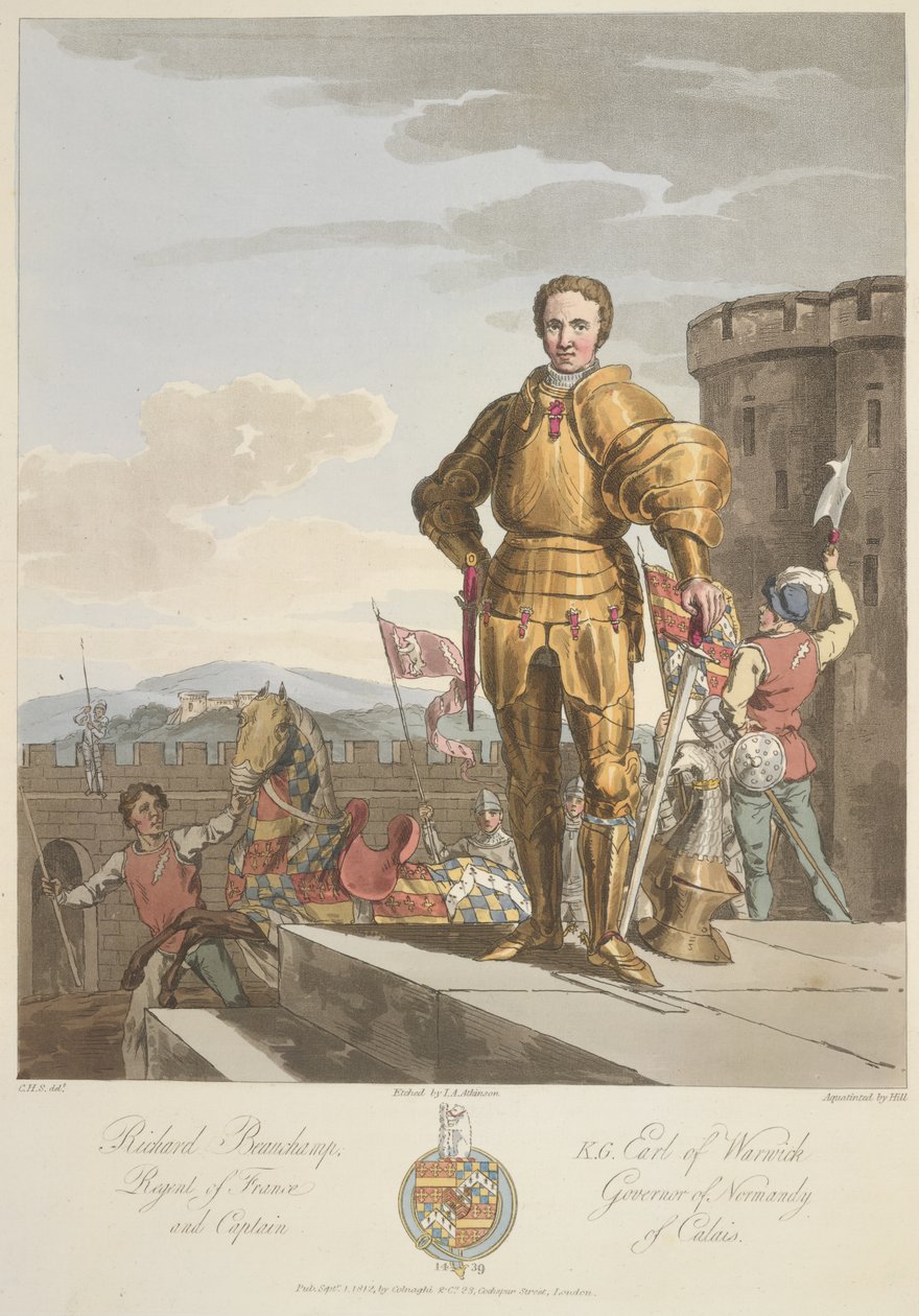 Richard Beauchamp (1381-1439) Warwick grófja, Anno 1439, Sir Samuel Rush Meyrick és C.H. Smith, 1815-ben megjelent (színes alkotó: Charles Hamilton (after) Smith